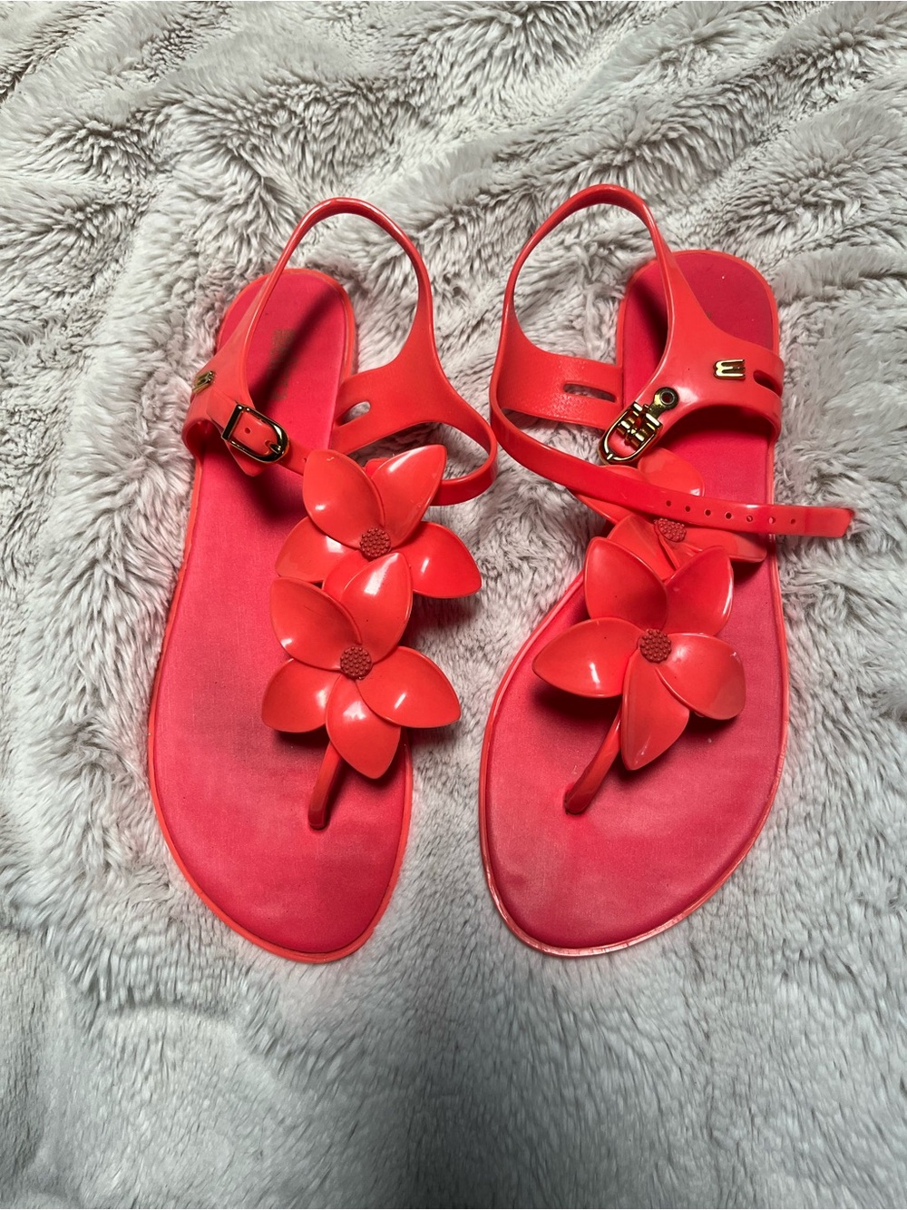 Melissa Women’s Red Floral T-Strap Sandals